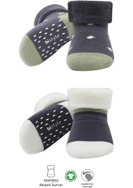 Puanlı Kaymaz Havlu Soket Çorap 2'li Antrasit