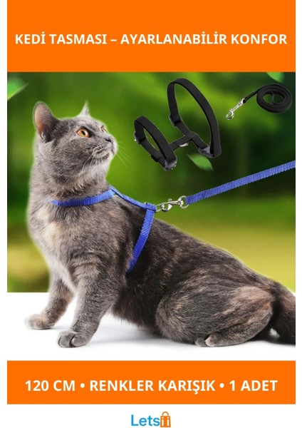 Ayarlanabilir Renkli Kedi Tasması 120CM