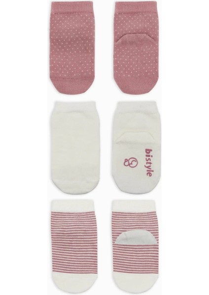 Puanlı Kaymaz Penye Soket Çorap 3'lü BS10108 Pudra fiyatları