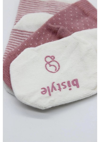 Puanlı Kaymaz Penye Soket Çorap 3'lü BS10108 Pudra modelleri