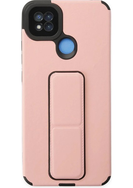 Xiaomi Redmi 9c Kılıf Mega Standlı Silikon - Pudra (K95)