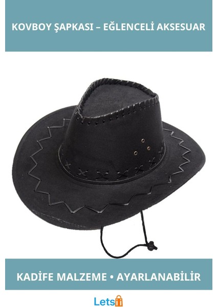 Çocuk Kovboy Şapkası Nubuk Süet 54 No Siyah
