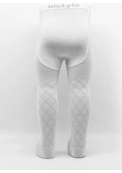 Tekli Ekose Kabartma Penye Külotlu Çorap BS50105 Beyaz modelleri