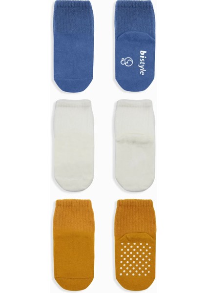 Basic Kaymaz Penye Soket Çorap 3'lü BS10107 Indigo Ekru Hardal fiyatları