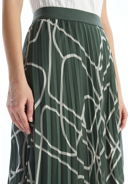 Yeni Sezon Beli Lastikli Desenli Şifon Kadın Pileli Etek modelleri