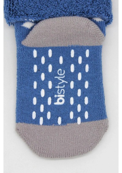 Puanlı Kaymaz Havlu Soket Çorap 2'li Indigo Gri indirimleri