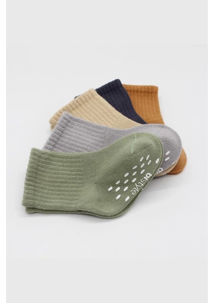 5'li Penye Kaymaz Düz Soket Çorap 10121 Yeşil modelleri