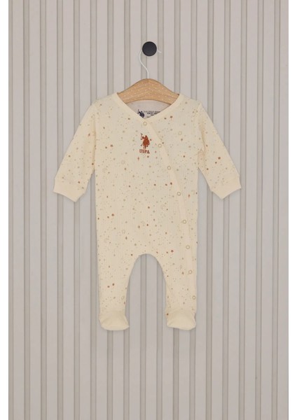 Kız Bebek Patikli Tulum Krem