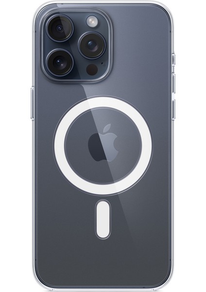 iPhone 15 Pro Kılıf Magsafe Özellikli Şeffaf Silikon Kapak