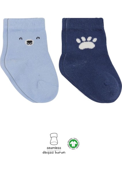 Bear Penye Soket Çorap 2'li Mavi