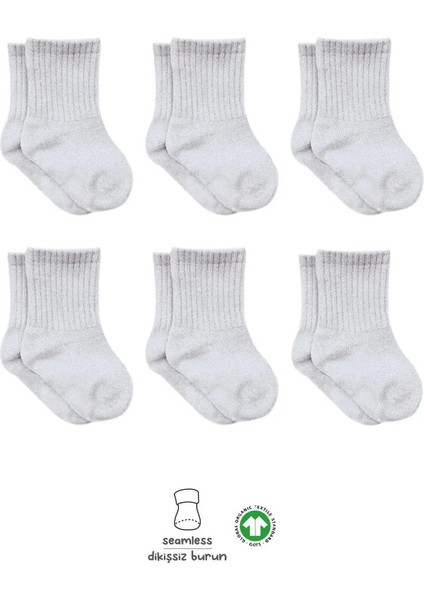 6lı Penye Düz Soket Çorap Gri Melanj