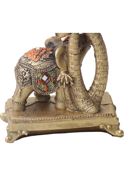 Lüks Işlemeli Saatli Fil Heykeli Dekoratif Masaüstü Biblo Yeni Yıl Yeni Ev & Ofis Hediyesi 17 Cm. indirimleri