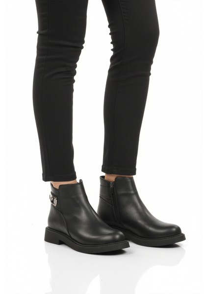 Siyah Içi Kürklü Kaymaz Taban Soğuğa Dirençli Kadın Bot PC-55161 Z