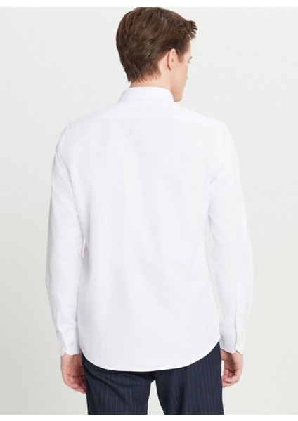 Tailored Fit Düğmeli Yaka Beyaz Erkek Gömlek ACE020261597_BYZ indirimleri