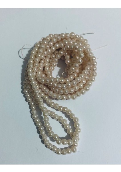 4mm Plastik Inci Boncuk 2 Dizi Yaklaşık 400 Adet. Kızıl Krem