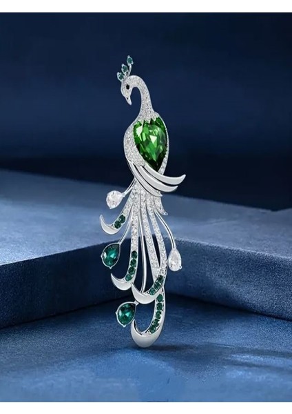 Şık Taşlı Tavuskuşu Broş fiyatları