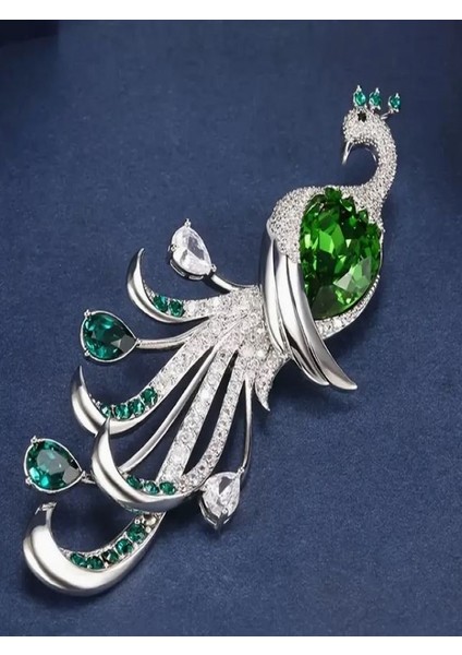 Şık Taşlı Tavuskuşu Broş indirimleri