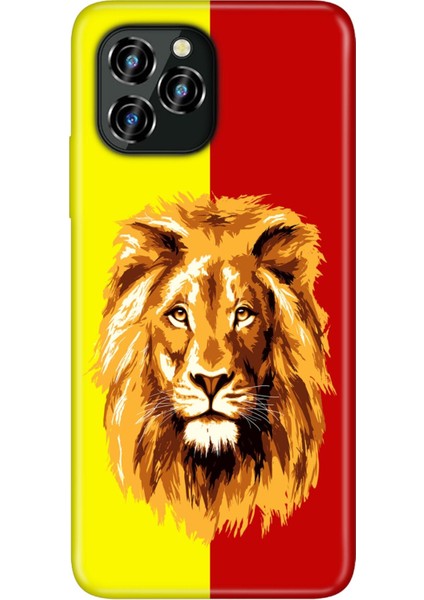 Oukitel C21 Pro Kılıf Silikon Desenli Resimli Uv Kapak Sarı Kırmızı Parçalı Aslan