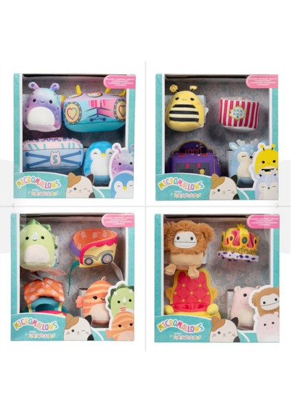 Micromallows Squishmallows Mini Yumuşak Peluş Oyuncak 8 Figür + 8 Aksesuar Figür Seti - 6 cm modelleri
