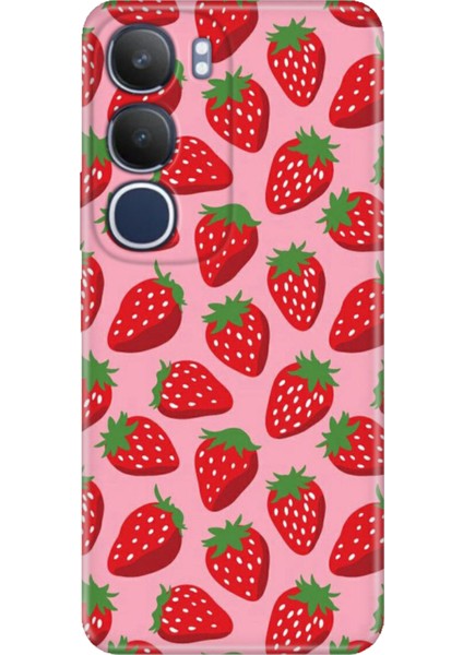 Vivo Y19S Kılıf Vivo Y19S Renkli Silikon Baskılı Tpu Tatlı Çilek