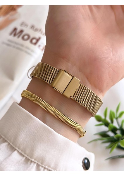 VS.BLKT.0244 Lee Cooper Çelik Hasır Kordonlu 3 Atm Suya Dayanıklı Kadın Kol Saati VS.BLKT.0244 modelleri