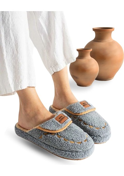 Kadın Ev Terliği Hafif Tabanlı Sıcak Tutan Kışlık Kadın Ev Terliği Çeyiz Terliği Gri fiyatları