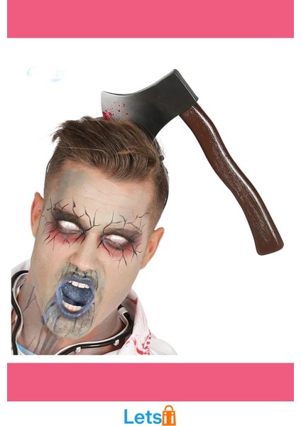 Kafaya Saplanmış Kanlı Balta Şaka Tacı Eğlenceli Halloween Aksesuarı fırsatları
