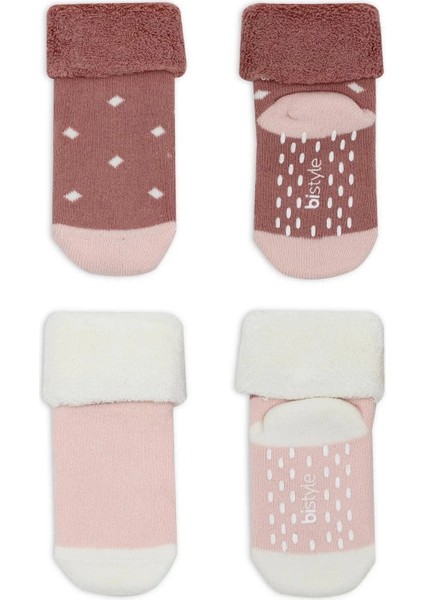 Puanlı Kaymaz Havlu Soket Çorap 2'li BS10502 Pudra Pembe fiyatları