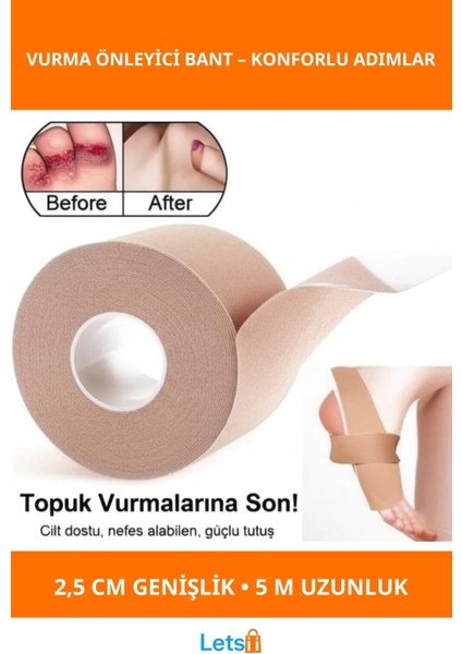 Konforlu Ayakkabı Vurma Önleyici Rulo Bant 2.5 cm x 5 M