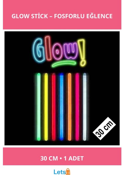 Karanlıkta Parlayan Fosforlu Glow Stick Kalın Çubuk 30 cm 1 Adet
