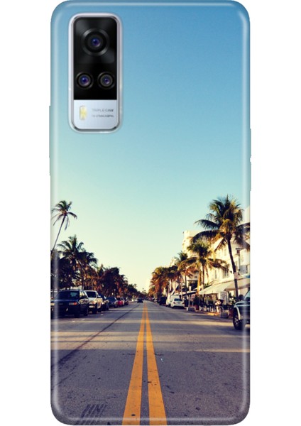 Vivo Y51 Uyumlu Kılıf Desenli Baskılı Silikon Miami Sunset