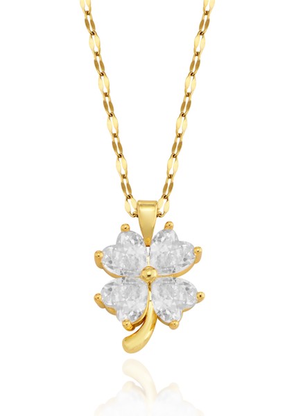 Lucky Steel Dört Yapraklı Yonca Paslanmaz Çelik Kolye