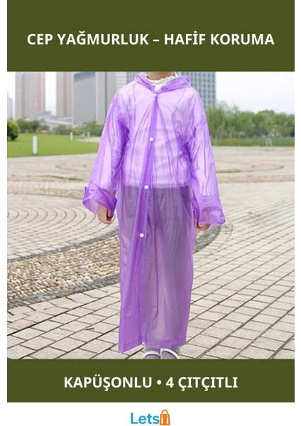 Kapüşonlu Naylon Cep Yağmurluk Su Geçirmez, Dayanıklı, Unisex
