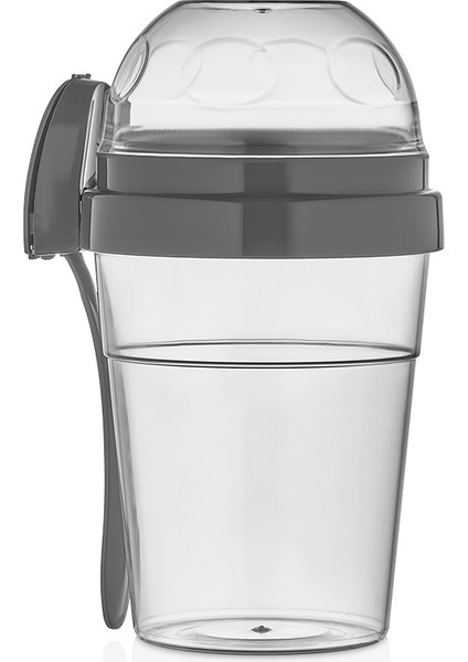 Yoğurt Kabı Qlux Müsli Hazneli Kaşıklı Yoğurt Porsiyon Kabı L-00812 Bpa Içermez