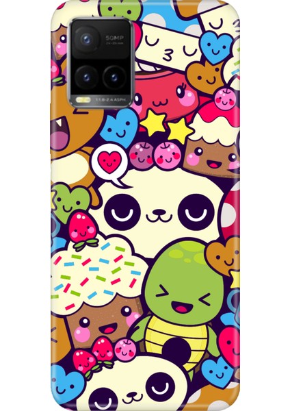 Vivo Y33S Uyumlu Kılıf Desenli Baskılı Silikon Şirin Yaratık