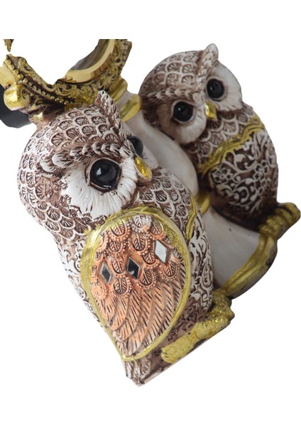 Lüks Işlemeli Saatli 2'li Baykuş Heykeli Dekoratif Masaüstü Biblo Yeni Yıl Ev & Ofis Hediyesi 17 Cm. fırsatları