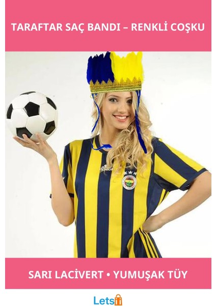 Yumuşak Tüylü Sarı Lacivert Taraftar Saç Bandı