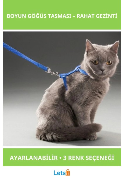 Ayarlanabilir Kedi Boyun ve Göğüs Tasması Rahat ve Güvenli