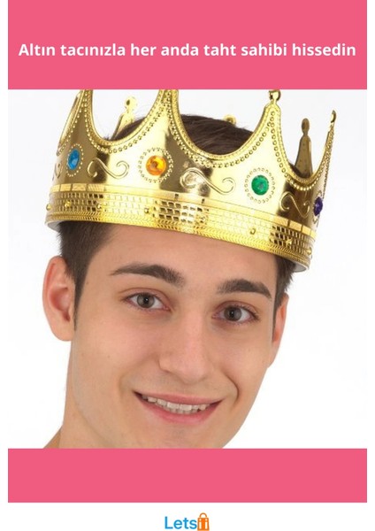 Altın Renk Kostüm Partisi Uyumlu Kral Tacı 60 cm fiyatları