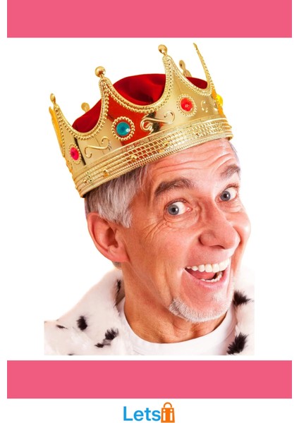 Altın Renk Kostüm Partisi Uyumlu Kral Tacı 60 cm indirimleri