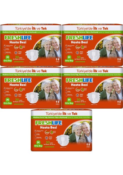 Yetişkin Hasta Bezi Bantlı M - Medium - Orta 150 Adet (5pk*30)