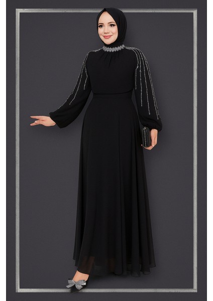 Maya Bella Kolları Işlemeli Tesettür Abiye fiyatları