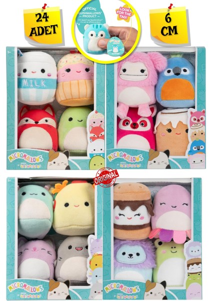 Micromallows Squishmallows Mini Yumuşak Peluş Oyuncak 16 Lı Figür Seti - 6 cm