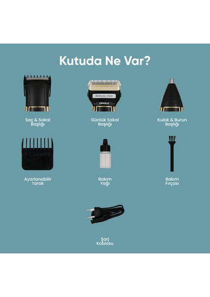 RD-6360 Altın Sarısı Şarjlı 3'ü 1 Arada Saç Sakal Burun Tıraş Makinesi Erkek Kişisel Bakım Seti fiyatları