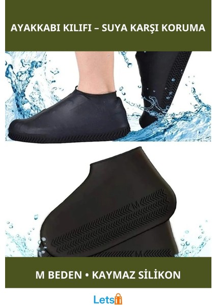 Su Geçirmez Kaymaz Dayanıklı Silikon Ayakkabı Kılıfı M Beden