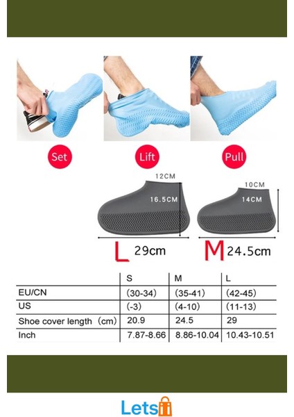 Su Geçirmez Kaymaz Dayanıklı Silikon Ayakkabı Kılıfı M Beden modelleri