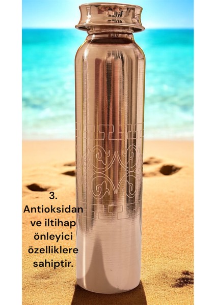 Saf Bakır Su Matarası Elyapımı Dogal Bakır Sulu Bakır Su Şisesi Bakır Termos 700ML