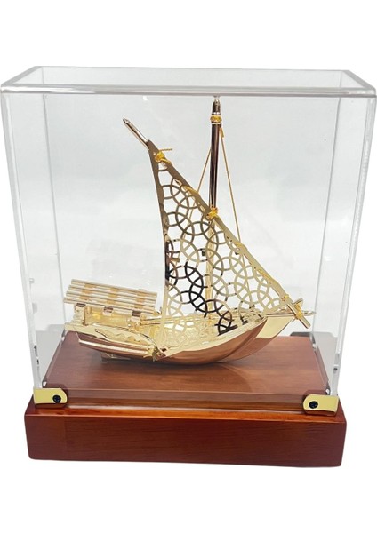 Pirinç Yelkenli Gemi Altın Kaplama Katar Dhow Teknesi Kutulu No.3 fiyatları