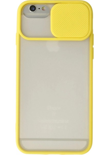 iPhone 6 Kılıf Palm Buzlu Kamera Sürgülü Silikon - Sarı (K95)