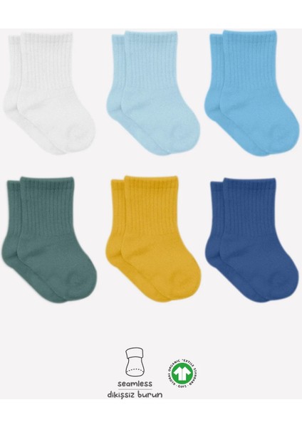 Mix Penye Soket Çorap 6'lı Turkuaz